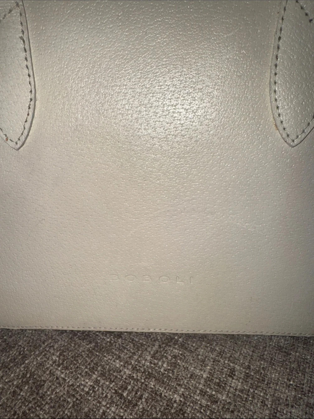 Minimal Cream Leather Top-Handle Satchel